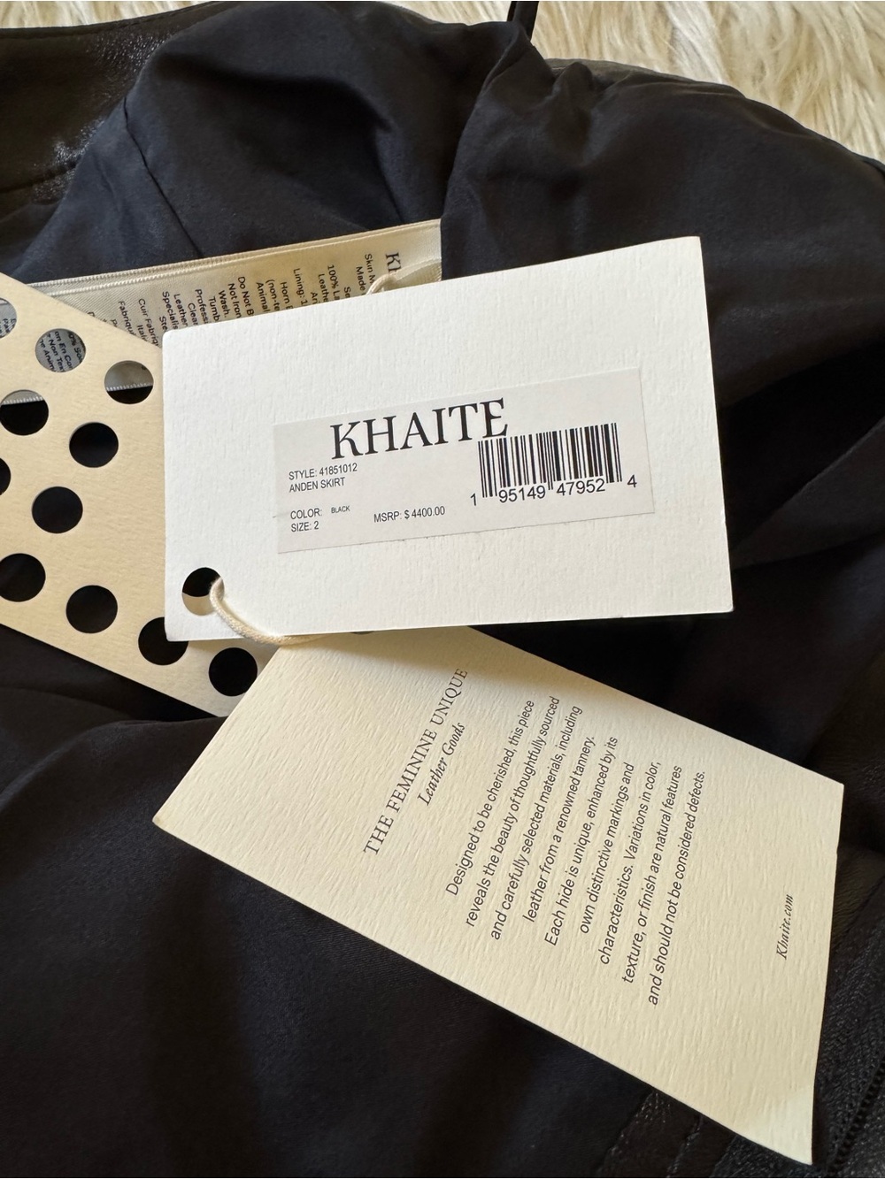 KHAITE New Anden Leather Skirt Black Size 2 - Picture 5 of 9